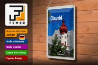 Blechschild Reise 20x30cm Ehrwald Österreich Kirche roter Dach