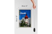 Blechschild Reise 20x30cm Ehrwald Österreich Kirche roter Dach