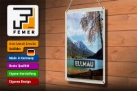 Blechschild Reise 20x30cm Ellmau Österreich Berge See Natur