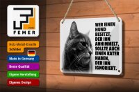 Blechschild Spruch 18x12cm Hund himmelt an Kater ignoriert