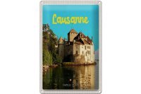 Blechschild Reise 20x30cm Lausanne Schloss See Schweiz...
