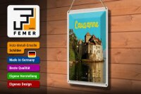 Blechschild Reise 20x30cm Lausanne Schloss See Schweiz Reiseziel