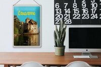 Blechschild Reise 20x30cm Lausanne Schloss See Schweiz Reiseziel