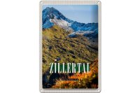 Blechschild Reise 20x30cm Zillertal Gebirge Natur Wälder Urlaub