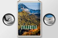 Blechschild Reise 20x30cm Zillertal Gebirge Natur Wälder Urlaub