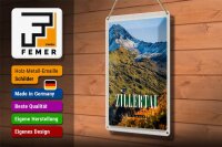 Blechschild Reise 20x30cm Zillertal Gebirge Natur Wälder Urlaub