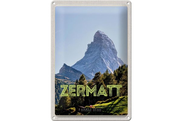 Blechschild Reise 20x30cm Zermatt Ansicht Ausblick Urlaubsort