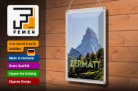 Blechschild Reise 20x30cm Zermatt Ansicht Ausblick Urlaubsort