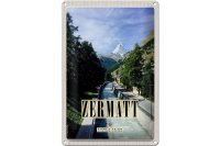 Blechschild Reise 20x30cm Zermatt Fluss Natur Wälder Urlaubsort