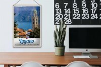 Blechschild Reise 20x30cm Lugano Schweiz See Kirche Gebirge