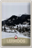 Blechschild Reise 20x30cm Lermoos Österreich Wälder Winterzeit
