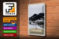 Blechschild Reise 20x30cm Lermoos Österreich Wälder Winterzeit