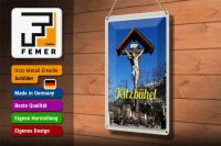 Blechschild Reise 20x30cm Kitzbühel Österreich Jesus Skulptur