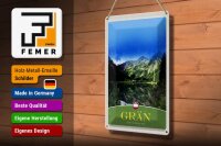 Blechschild Reise 20x30cm Grän Österreich Wälder See Natur Berg