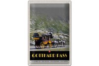 Blechschild Reise 20x30cm Gotthard Pass Schweiz Pferdekutsche
