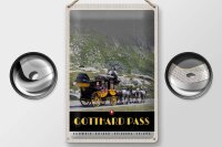 Blechschild Reise 20x30cm Gotthard Pass Schweiz Pferdekutsche