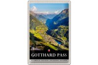 Blechschild Reise 20x30cm Gotthard Pass Wanderung Natur Wälder