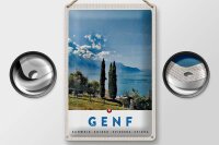 Blechschild Reise 20x30cm Genf Schweiz See Natur Himmel Urlaub