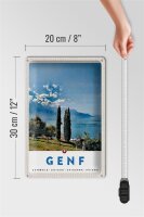 Blechschild Reise 20x30cm Genf Schweiz See Natur Himmel Urlaub