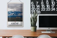 Blechschild Reise 20x30cm Genf Schweiz Schiffe Gebirge Himmel