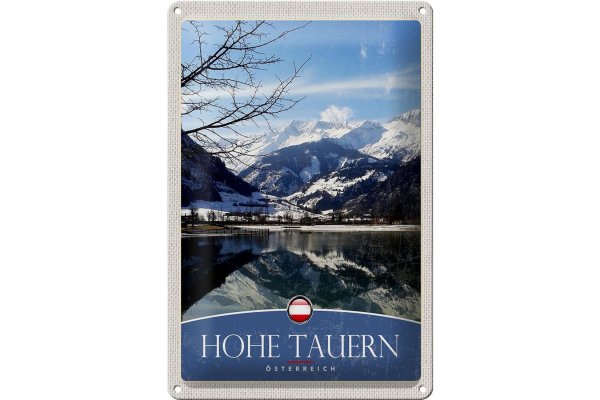 Blechschild Reise 20x30cm Hohe Tauern Winterurlaub Schnee Winter