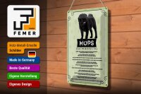 Blechschild Spruch 20x30cm Mops Hausordnung