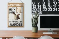 Blechschild Spruch 20x30cm Achtung hier Kaninchen