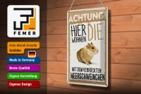 Blechschild Spruch 20x30cm Achtung hier Meerschweinchen