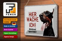 Blechschild Spruch 30x20cm Doberman hier wache eigene Gefahr