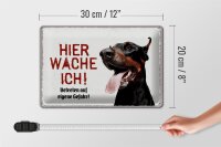 Blechschild Spruch 30x20cm Doberman hier wache eigene Gefahr