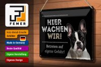 Blechschild Spruch 30x20cm Tiere hier wachen wir eigene Gefahr