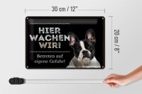 Blechschild Spruch 30x20cm Tiere hier wachen wir eigene Gefahr