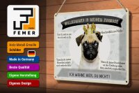 Blechschild Spruch 30x20cm Tiere Mops willkommen wohne hier