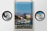 Blechschild Reise 20x30cm Acapulco Mexiko Yacht Gebirge Meer