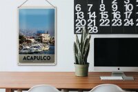 Blechschild Reise 20x30cm Acapulco Mexiko Yacht Gebirge Meer