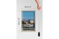 Blechschild Reise 20x30cm Acapulco Mexiko Yacht Gebirge Meer