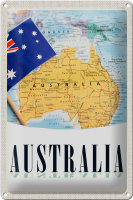 Blechschild Reise 20x30cm Australien Kontinent Atlas Karte