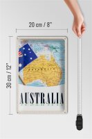 Blechschild Reise 20x30cm Australien Kontinent Atlas Karte