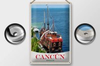 Blechschild Reise 20x30cm Cancun Mexiko Schiff Jolly Roger