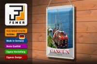Blechschild Reise 20x30cm Cancun Mexiko Schiff Jolly Roger