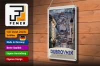 Blechschild Reise 20x30cm Blick auf Dubrovnik Kroatien Stadt