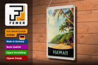 Blechschild Reise 20x30cm Hawaii Insel Strand Palmen Sonne