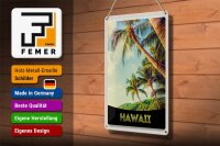 Blechschild Reise 20x30cm Hawaii Insel Strand Palmen Meer