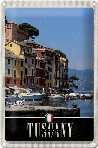 Blechschild Reise 20x30cm Toskana Italien Hafen Meer Dekoration