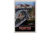 Blechschild Reise 20x30cm Porto Portugal Europa Brücke