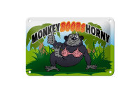 Blechschild Spruch 18x12cm Monkey Boobs Horny Affe im BH