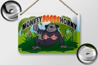 Blechschild Spruch 18x12cm Monkey Boobs Horny Affe im BH