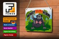 Blechschild Spruch 18x12cm Monkey Boobs Horny Affe im BH