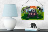 Blechschild Spruch 18x12cm Monkey Boobs Horny Affe im BH