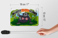 Blechschild Spruch 18x12cm Monkey Boobs Horny Affe im BH